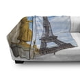 thumbnail image 3 of Paris Soft Flannel Fleece Blanket, Antique Golden Yellow Toned Sculptures Clouds Sky and Iconic Eiffel Tower Print, Cozy Plush for Indoor and Outdoor Use, 50" x 60", Blue and Yellow, by Ambesonne, 3 of 6