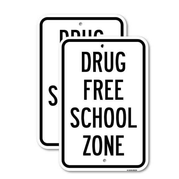 (2 Pack) Drug Free School Zone | 18" X 24" Heavy-Gauge Aluminum Sign | Rust Free Aluminum, Weather Resistant, Waterproof, Fade Resistant, 2 Pre-drilled Holes