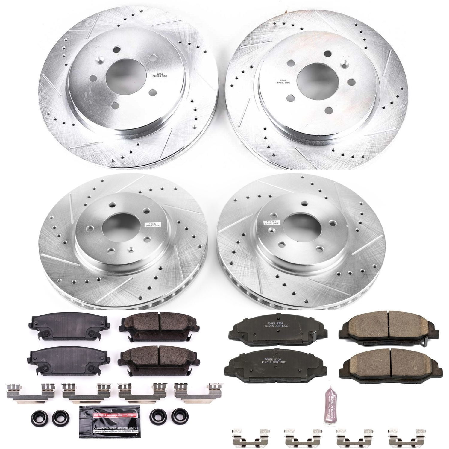 PowerStop Front and Rear Z23 Evolution Sport Carbon-Fiber Ceramic Brake Pad and Drilled & Slotted Rotor Kit Fits: CADILLAC Select Models K5540