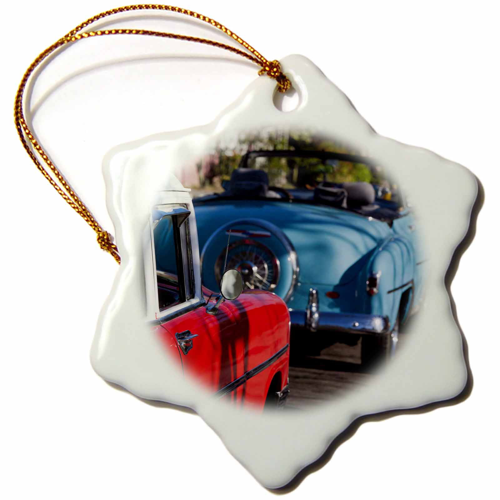 3dRose Cuba, Varadero, 1950s classic cars - CA11 WBI0955 - Walter Bibikow - Snowflake Ornament, 3-inch