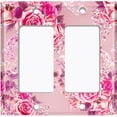 thumbnail image 6 of Metal Light Switch Plate Outlet Cover Pink Rose Flower Wallpaper ROS048, 6 of 13