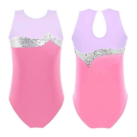 

DPOIS Kids Girls Sleeveless Sequins Ballet Dance Gymnastics Leotard Bodysuit