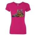 thumbnail image 3 of Wild Bobby, First We Still Your Heart Then Your Bed | Funny Neon Colorful Cat | Dean Russo Art Animal Lover Womens Slim Fit Junior Tee, Raspberry, X-Large, 3 of 6