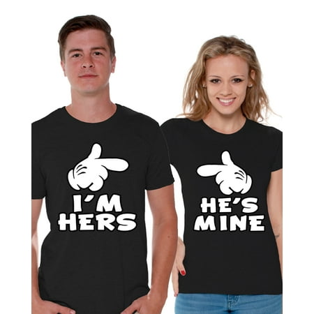 Awkward Styles Couple Matching Shirts I'm Hers He's Mine Shirts Matching Boyfriend and Girlfriend Shirts for Couples Cute Couple Husband and Wife Matching T Shirts Valentine's Day Gift for (Best Gifts For Nerdy Boyfriend)