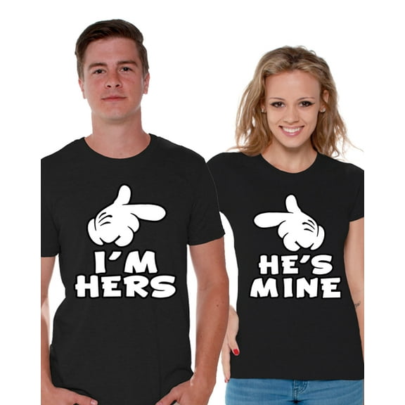 Awkward Styles Couple Matching Shirts I'm Hers He's Mine Shirts Matching Boyfriend and Girlfriend Shirts for Couples Cute Couple Husband and Wife Matching T Shirts Valentine's Day Gift for Couples