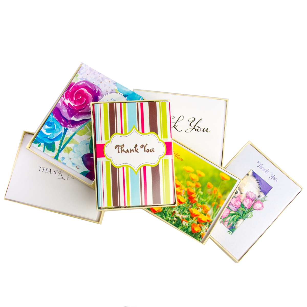Blank Notecards Stationary Set for Personalized Greeting Cards-4x5.5 48 Striped Gold Foil Blank Note Cards with Envelopes 6 Assorted Cards for All Occasions Blank Cards with Envelopes 