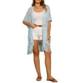 thumbnail image 2 of INSPIRE CHIC Women's Open Front Boho Lightweight Fringe Kimono Beach Knit Cardigans M Sky Blue, 2 of 6