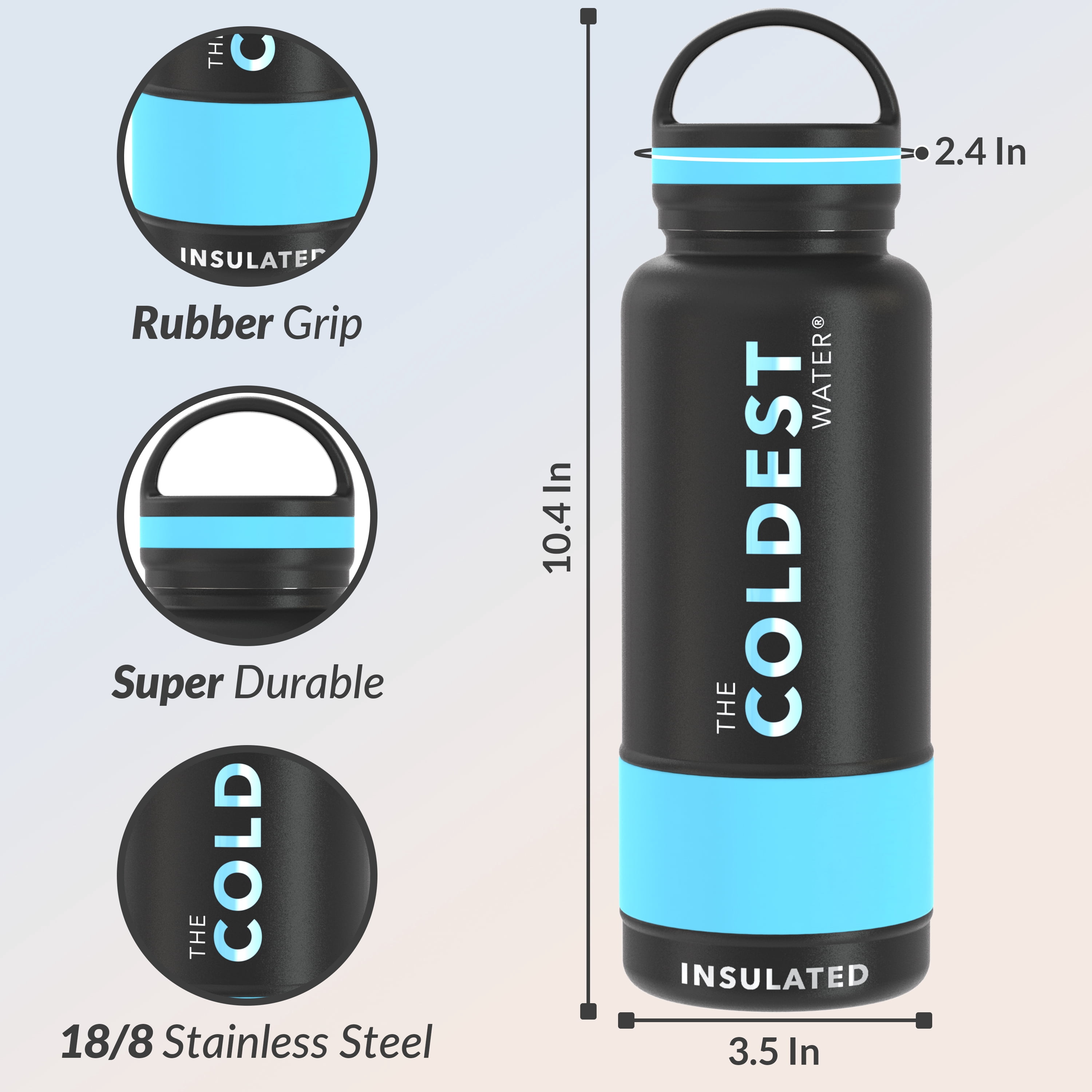 Coldest Water Bottle with Handle-Loop Lid | Leak Proof, Stainless