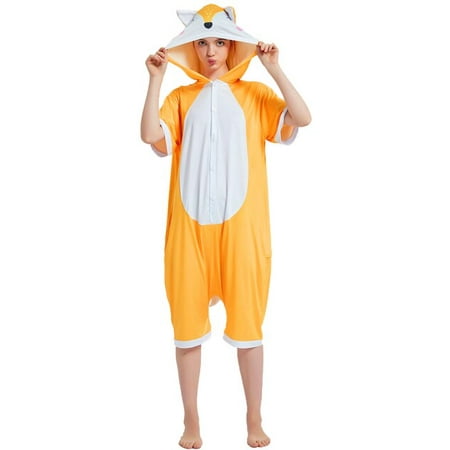 

CoCopeanut Summer Girls Short Sleeve Unicorn Pajamas Women Ice Silk Sleepwear Female Cute Animal Cartoon Fox Tiger Panda Pyjamas Onesies