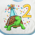 thumbnail image 4 of Inktastic 2nd Birthday Cute Turtle in Party Hat with Confetti Boys or Girls Baby Bib, 4 of 4