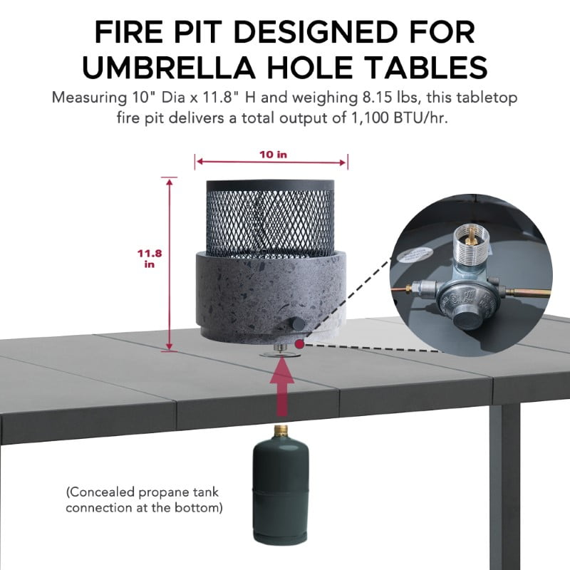 Sunjoy Foyer de Table Sans Fumée monté en Bas ,Feu de Camp de camping en plein air, deux flammes réglables