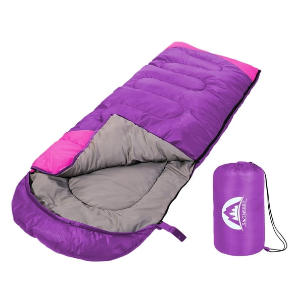 Saco de dormir SWTMERRY 3 Seasons impermeable para acampar, color morado
