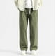 thumbnail image 1 of Pantalones largos para hombre, color liso, de trabajo, de pana, con bolsillos y cordón, de poliéster., 1 of 9