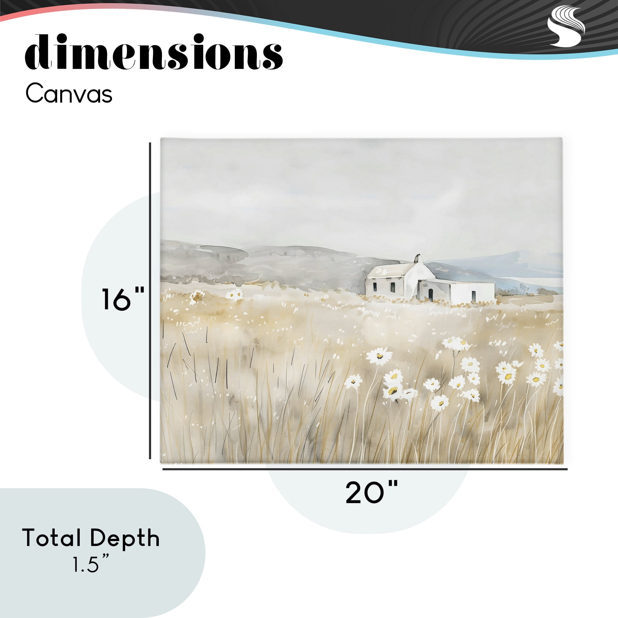 Stupell Industries Rustic Landscape Daisy Meadow Canvas Wall Art, design by Creative Studio