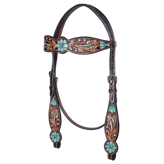 HILASON Western Horse Headstall American Leather Floral