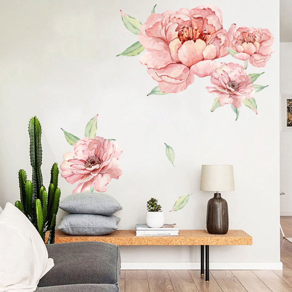 Peony Flower DIY PVC Wall Sticker Decal Living Room Mural Decal Home Art Decor 