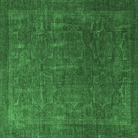 Ahgly Company Indoor Square Oriental Emerald Green Modern Area Rugs, 4' Square