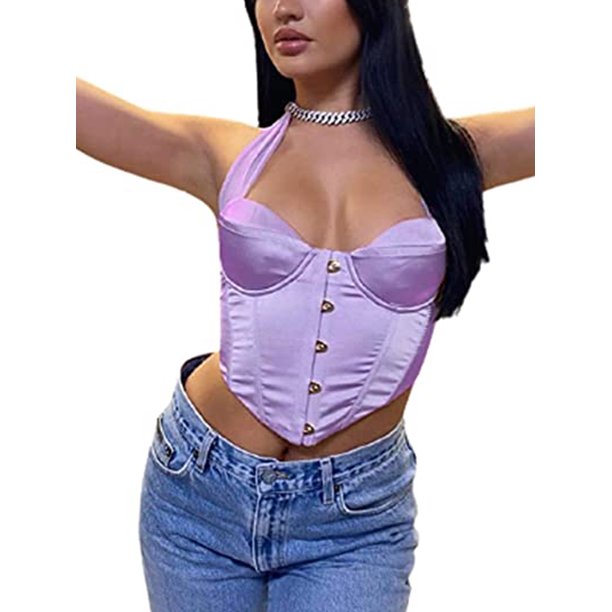 Dewadbow Dewadbow Ladies Corset Bra Inner Short Racer Halter Summer Slim Fit Vest Walmart Com Walmart Com