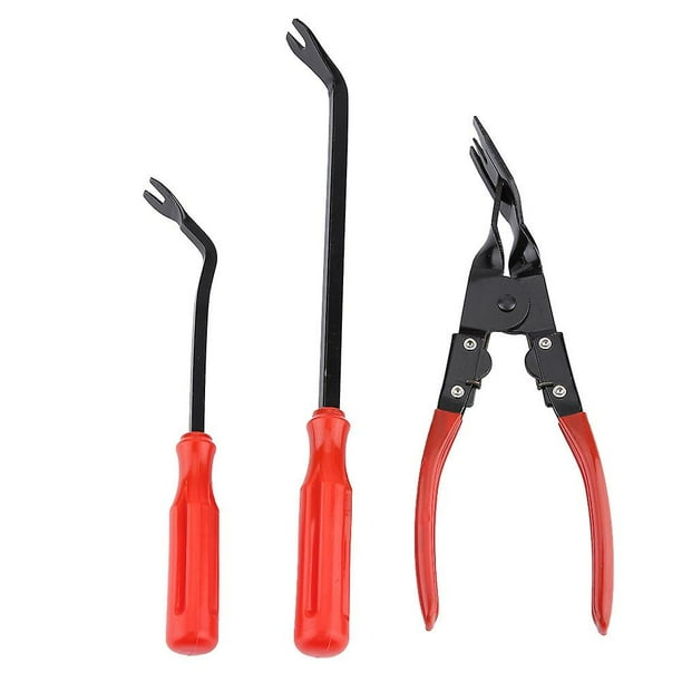 Clip Pliers Set & Fastener Remover Auto Trim Removal Tool Kit Auto Upholstery Combo Repair Kit With Storage Bag For Car Door Panel Dashboard(1set, Red