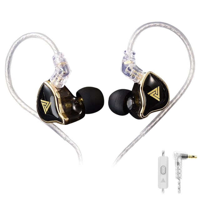 QKZ ZXD Auriculares con cable 3.5 mm portátil 360 grados en audio auricular interior al aire libre transparente en vivo ejercitando auriculares caminando negro con micrófono Advancent EL014470-02