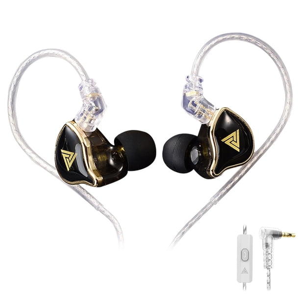 QKZ ZXD Auriculares con cable 3.5 mm portátil 360 grados en audio auricular interior al aire libre transparente en vivo ejercitando auriculares caminando negro con micrófono Scienceny EL014470-02