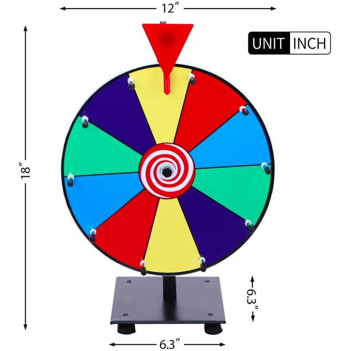 12 Inch Heavy Duty Spinning Prize Wheel - 10 Slots Color Tabletop Roulette Wheel of Fortune - Spin The Wheel with Dry Erase Marker and Eraser Win The Fortune Spin Game for Carnival and Trade Show