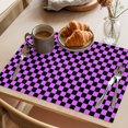 thumbnail image 3 of Purple Black Plaid Placemats Set of 4 Farmhouse Rustic Abstract Checkered Place Mats Indoor Wipeable Table Mats Washable Cloth Dining Table Placemats for Kitchen Holiday Party Home Decor 13x19 Inch, 3 of 9