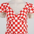 thumbnail image 6 of XFLWAM Women's 1960s Vintage Dress Cute Ruffle Sleeve Sun Dress Plaid A-Line Swing Cocktail Party Dress Retro Rockabilly Prom Dress, 6 of 8