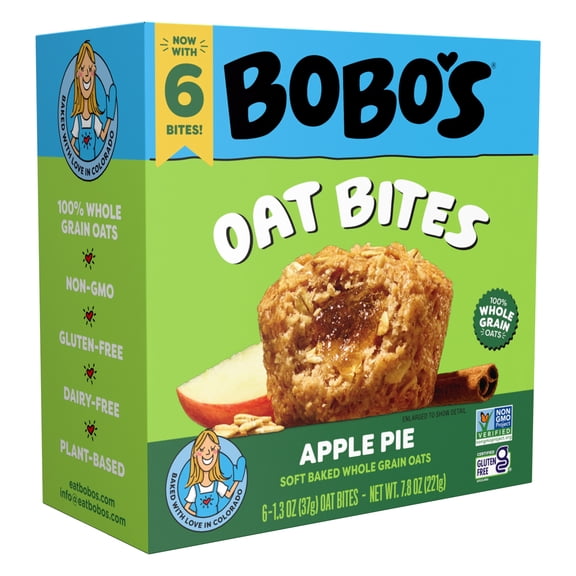 Bobo's Oat Bites, Apple Pie Stuff'd, 6 Pack of 1.3 oz bars