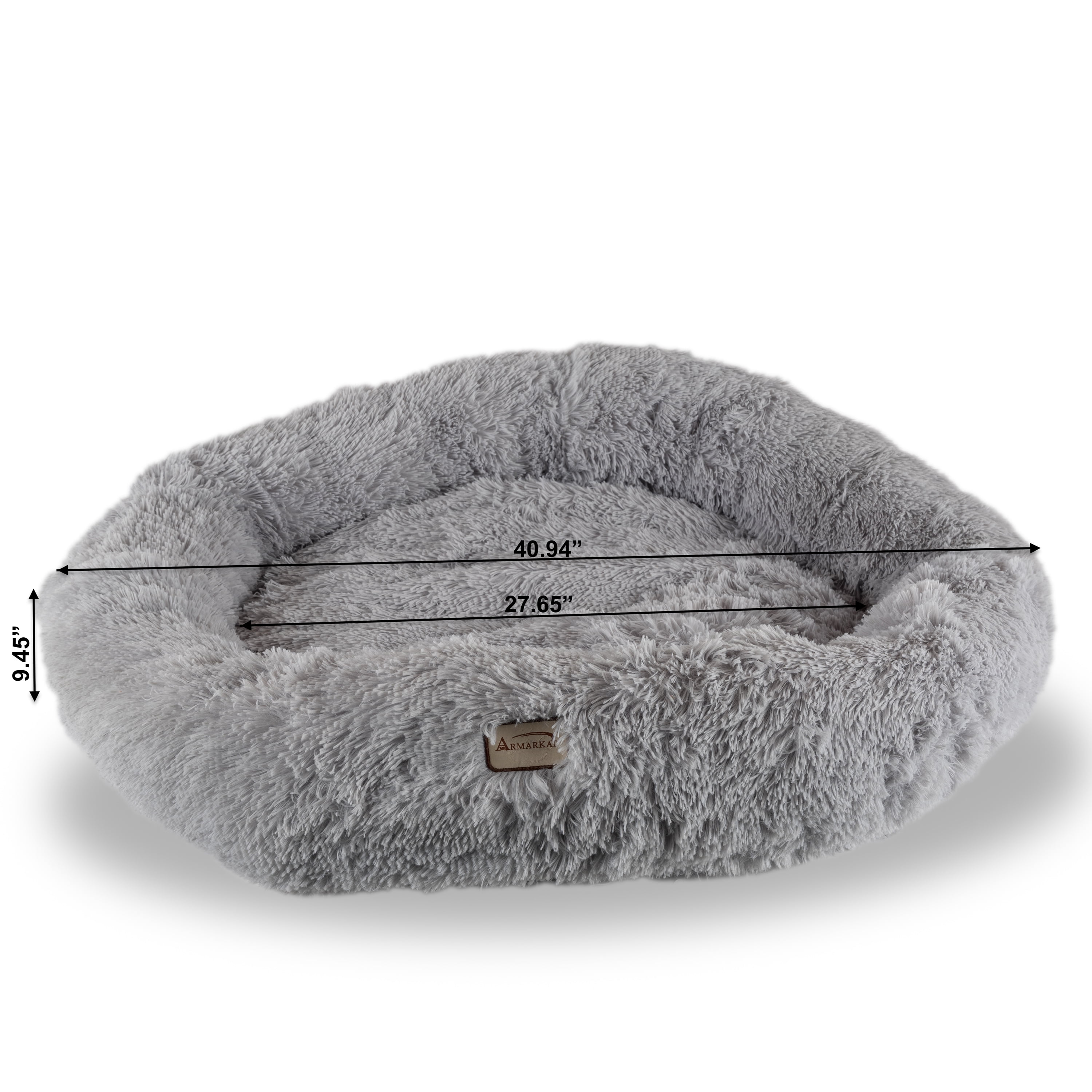 Dog Bed Cat Bed Donut, Long Faux Fur Pet Bed, Warm Donut Cuddler, Round Plush Dog Beds for Large Medium Dogs and Cats, Armarkat, C71