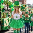 thumbnail image 5 of Alaiyaky 6 Pcs St Patrick's Day Costume Accessories Set Shamrock Hat Green Tutu Skirts Glasses Stocking Arm Warmers Bead Necklace for Irish Party Decor, 5 of 7