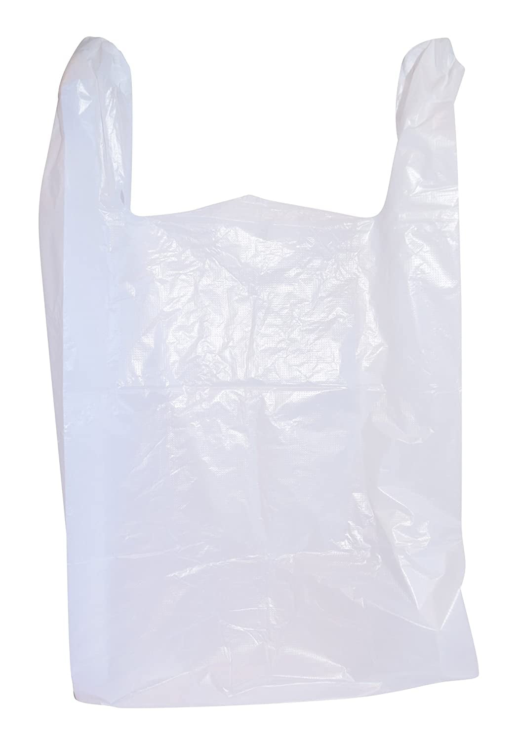 200 Large Plastic Grocery T-Shirt Bags - Plain White 12' x 6' x 21' by