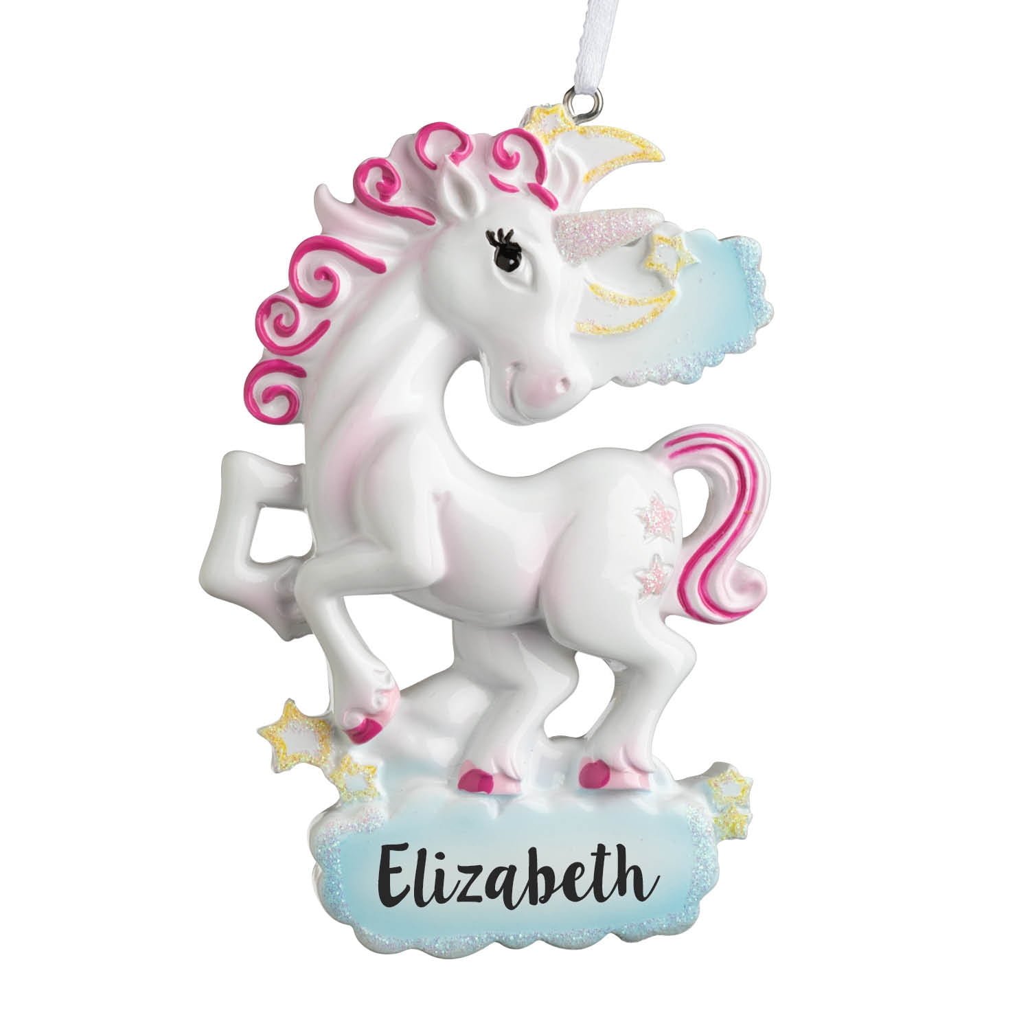 Personalized Hot Pink Unicorn Christmas Tree Ornament