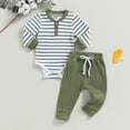 thumbnail image 4 of Ropa de rayas acanaladas para bebés, trajes para niños pequeños, Pelele de algodón suave de manga larga, pantalones, conjunto de 2 piezas, prendas de vestir para niños pequeños, Otoño, nuevo, 4 of 4