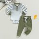 thumbnail image 4 of Ropa de rayas acanaladas para bebés, trajes para niños pequeños, Pelele de algodón suave de manga larga, pantalones, conjunto de 2 piezas, prendas de vestir para niños pequeños, Otoño, nuevo, 4 of 4