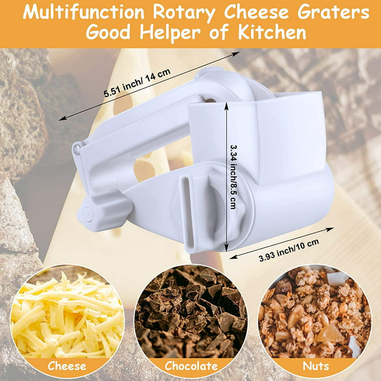 Rotary Cheese Grater Manual Handheld Cheese Grater With Stainless Steel  Drum For Grating Hard Cheese Chocolate Nuts Kitchen Tool (white)