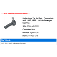 thumbnail image 2 of Right Outer Tie Rod End - Compatible with 1997, 1999 - 2003 Volkswagen EuroVan 2000 2001 2002, 2 of 2