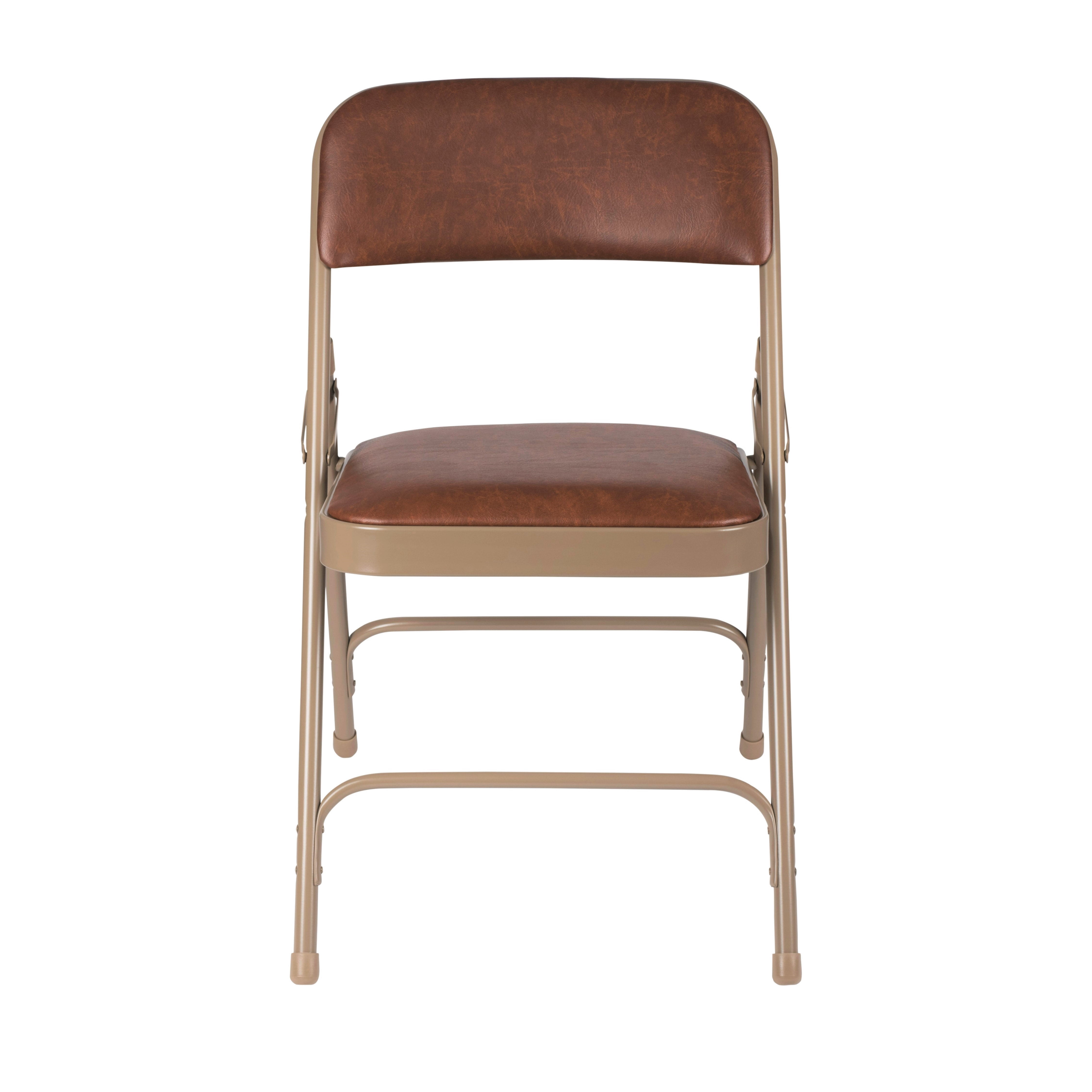 Hampden Furnishings Bernadine Collection Vinyl Folding Chair, Brown, Pack of 4