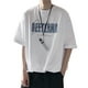 thumbnail image 1 of Camiseta de media manga para hombre Ticfox con Impresión de Letras Ajuste Suelto Blanco 2XL, 1 of 12