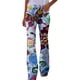 thumbnail image 3 of Pantalones vaqueros de mezclilla desgastados con corte acampanado y estampado floral de bota corta para mujer, pantalones vaqueros de mezclilla sintética rojos sexys para mujer (XXL), 3 of 4
