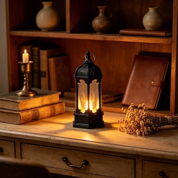 Tryvkinvive Vintage Gothic Mini LED Lantern,Retro Flameless Candle Lantern,Hanging Tabletop Decor Light for Wedding,Halloween,Indoor Home & Party Decor