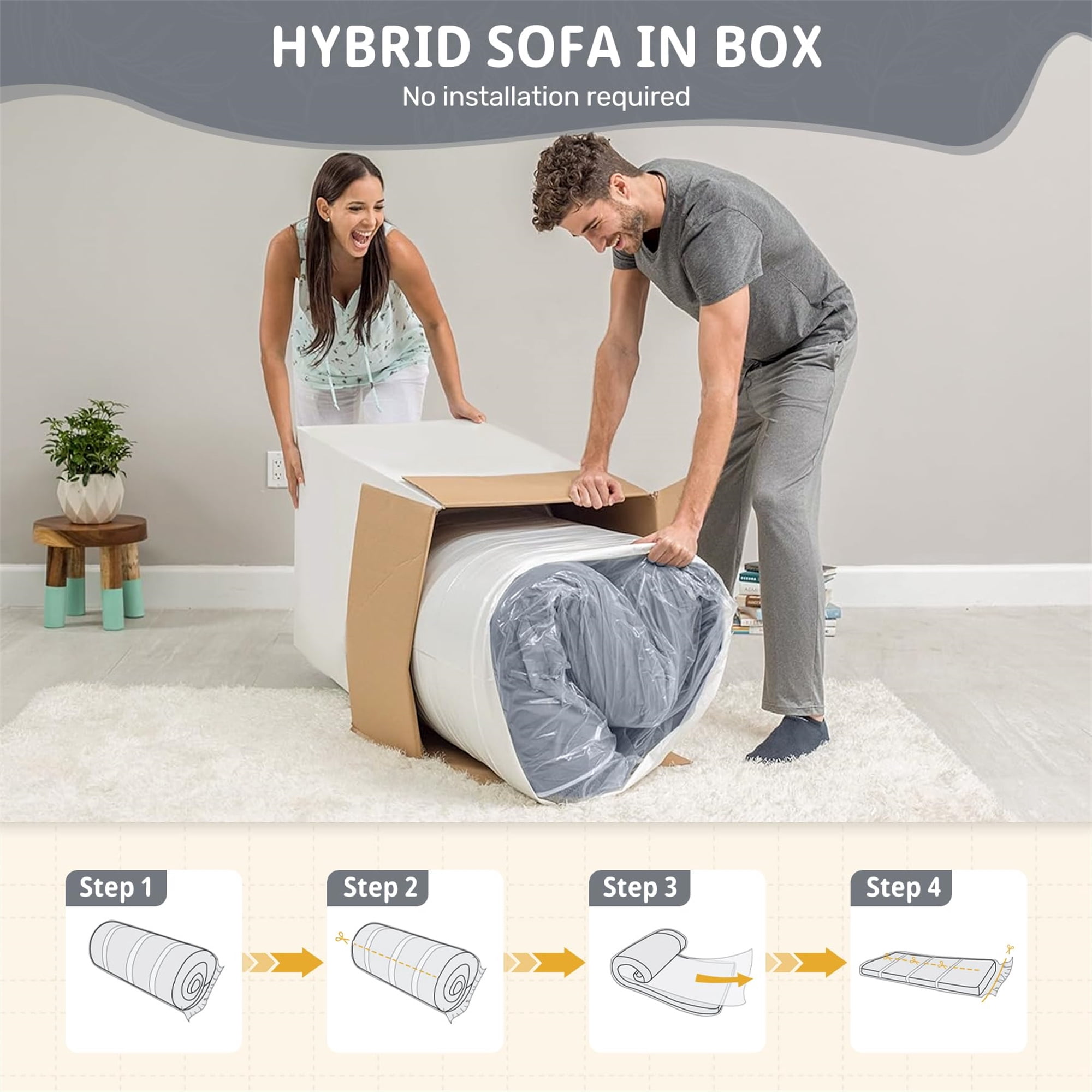 Aukfa 3 Piece Boneless Couch Set, 81" 3 Seat Cloud Sofa for Living Room, 2 Cup Holders&Storage Pocket, Corduroy, Gray