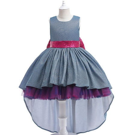 

pstuiky Girls Dresses Toddler Girls Color Net Yarn Shiny Bowknot Birthday Party Gown Kids Floor-length Princess Dresses Flower Girl Dresses Casual Dresse Flash Deals Size