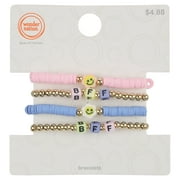 Wonder Nation Kids Pastel Beaded BFF/Flower Stretch Bracelet Set, 4 Pack