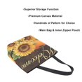 thumbnail image 3 of FORMRS Womens Canvas Tote Bag with Zipper Inner Pocket Shoulder Handbag, Retro Sunflower, 3 of 7