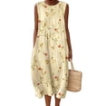 thumbnail image 1 of Vestido largo Akivide para mujer, estampado floral bohemio de verano con bolsillos, 1 of 1