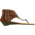 thumbnail image 2 of Luo Luo Womens Wedge Heel Sandals Brown Rhinestone Embellished Thongs, 2 of 4