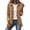 #0184-Brown, variant on Women's Denim Ruffled Open Front Long Sleeve Jacket with Decorative Button for Casual Daily Wear and Outdoor Activities