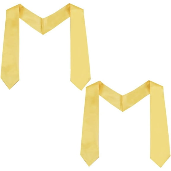 2Pcs GradClassical Plain Graduation Stole Class Classic End with Trim Unisex Adult 60" Long Honor Satin Angled Sash for DIY Academic Commencements Preschool Students Grad Party Choral Gold