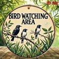 thumbnail image 5 of HELLOYOUNG Vintage Round Aluminum Sign Bird Watching Wall Decor Black Birds Green Leaves Nature Inspired Art for Living Room Bedroom Garden Cafe Outdoor Display, 5 of 7